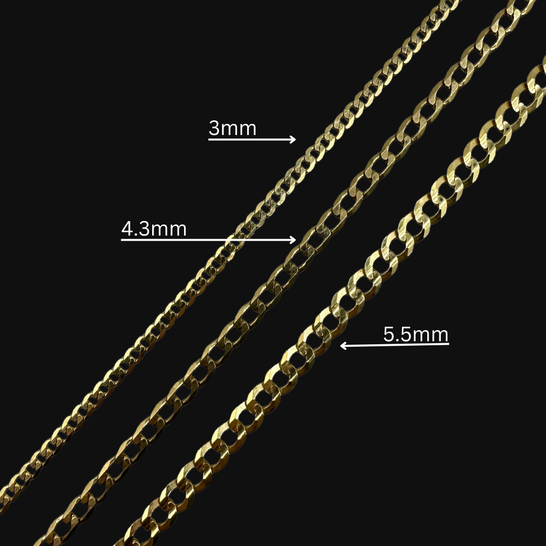 Curb Chain 3 - 5.5 mm 10k & 14K
