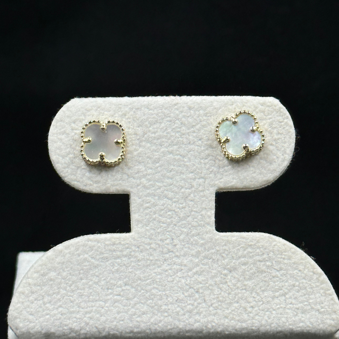 Clover Earrings Mother Of Pearl 10k