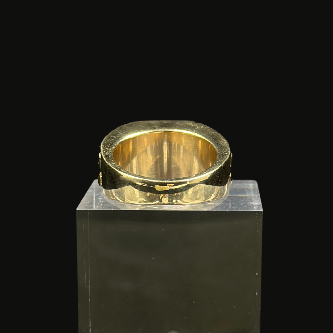 Square Ring 10K With Natural Diamonds