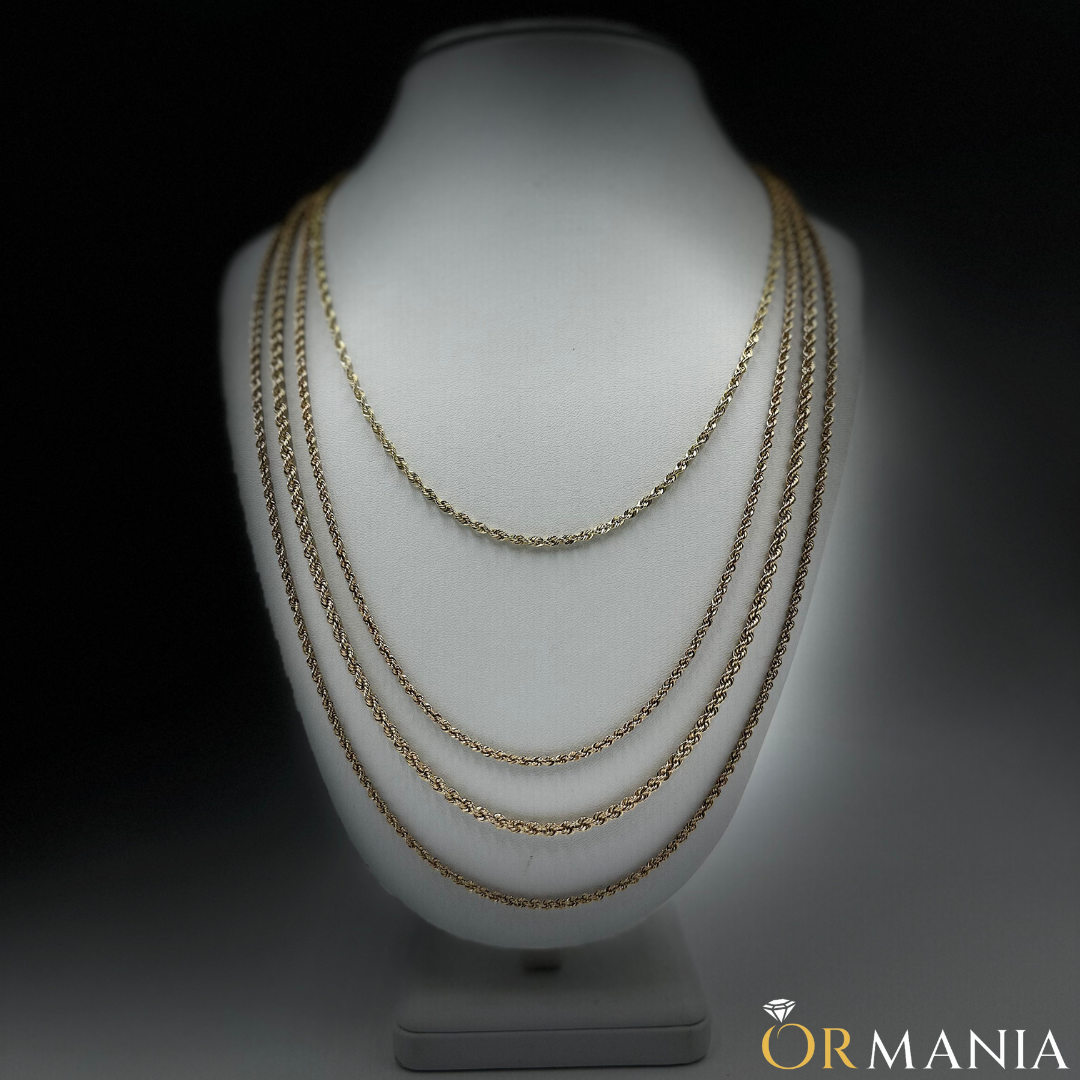 Rope chain 2.3mm - 3.2mm 10K