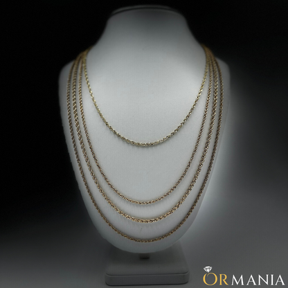 Rope chain 2.3mm - 3.2mm 10K