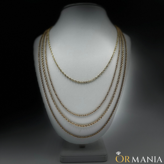 Rope chain 2.3mm - 3.2mm 10K