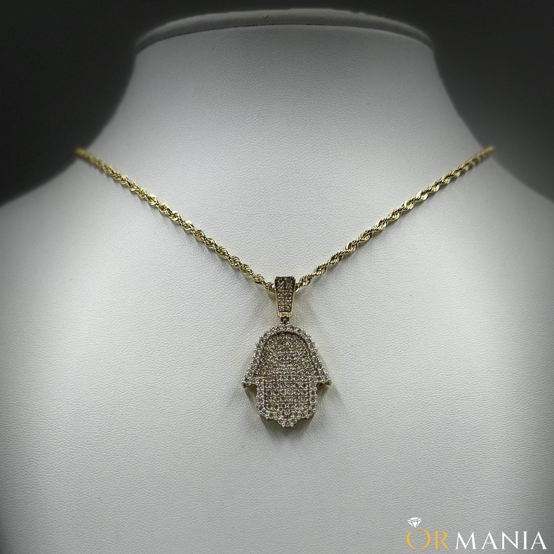 Hamza Pendant 14K With Diamonds