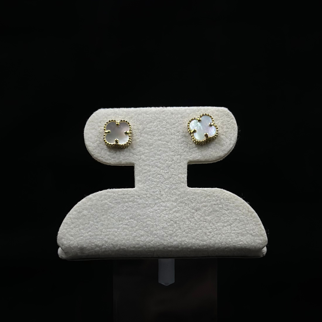 Clover Earrings Mother Of Pearl 10k