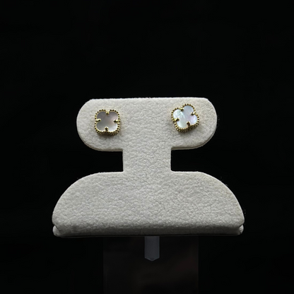 Clover Earrings Mother Of Pearl 10k