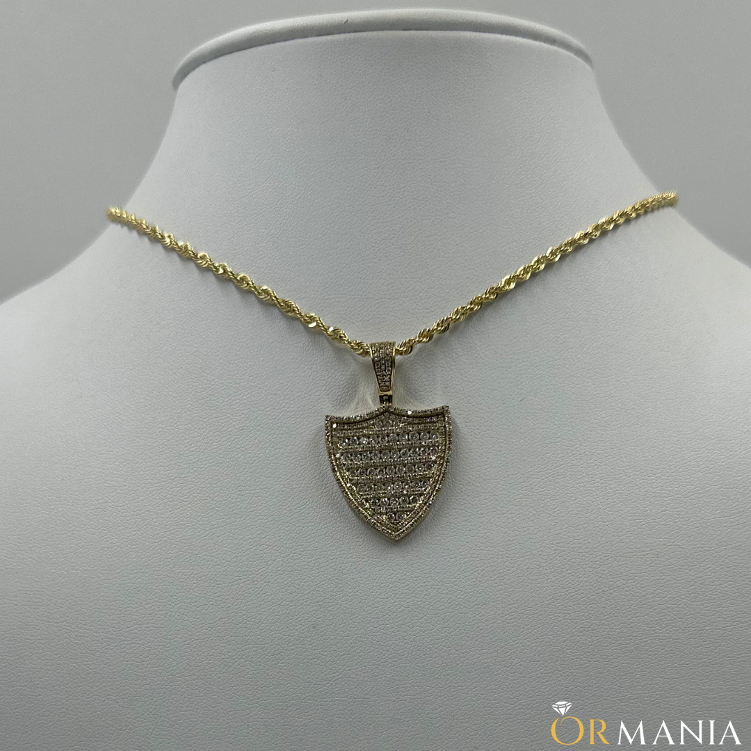 Shield Pendant 10K With Diamonds