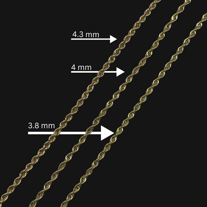 Rope chain 3.8mm - 4.3mm 10K